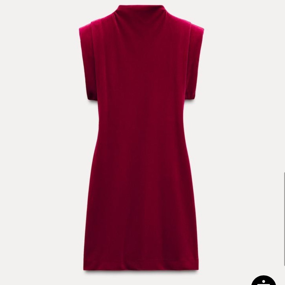 Zara NWT red velvet shoulder pad mini dress 0036/185 - Picture 7 of 14